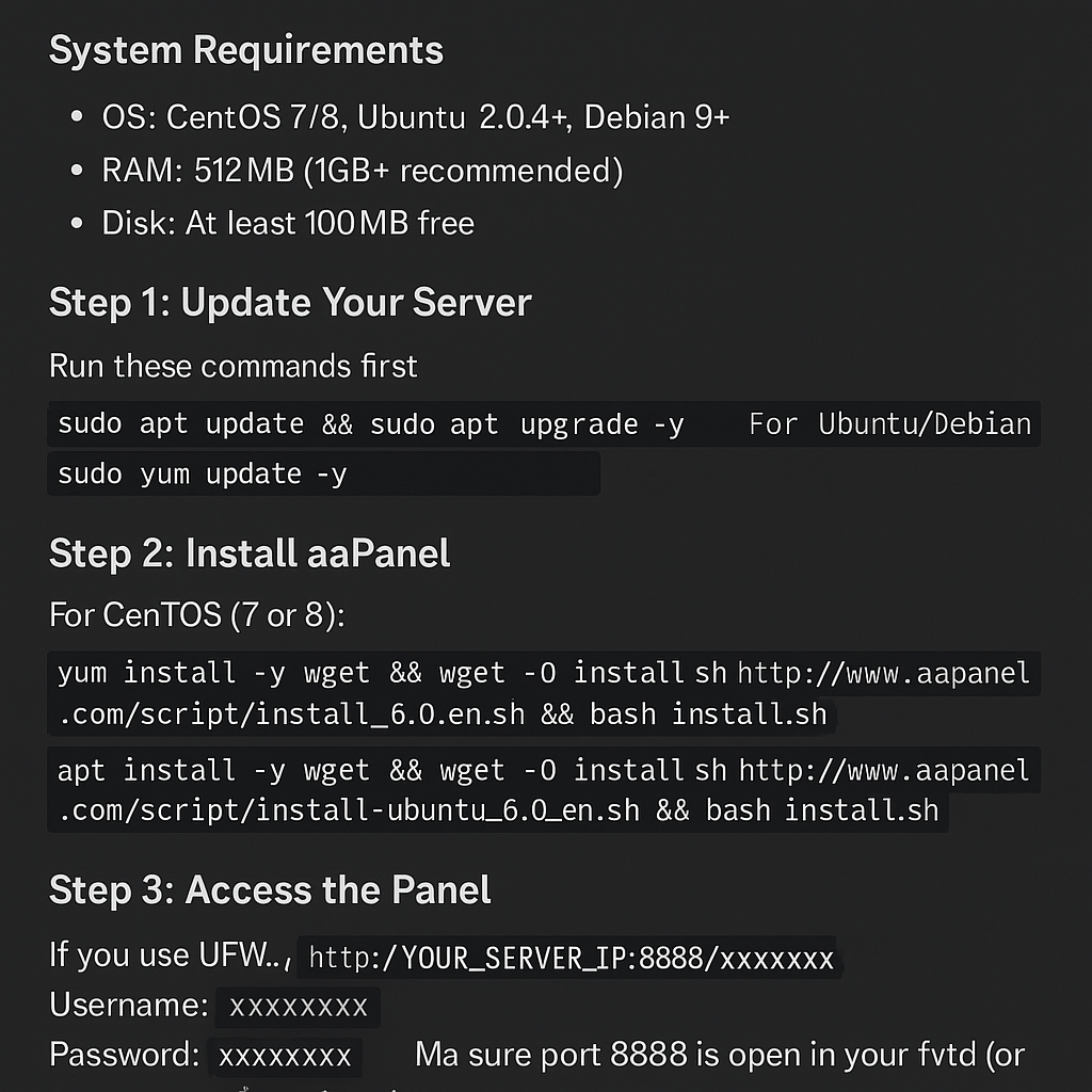 Step By Step Guide To Install And Set Up Aapanel On VPS.